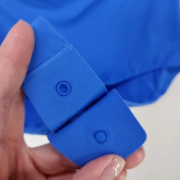 Lululemon Wundermost Ultra Soft Nulu Mock Neck Bodysuit Medium Sleeveless Blue - Picture 11 of 15